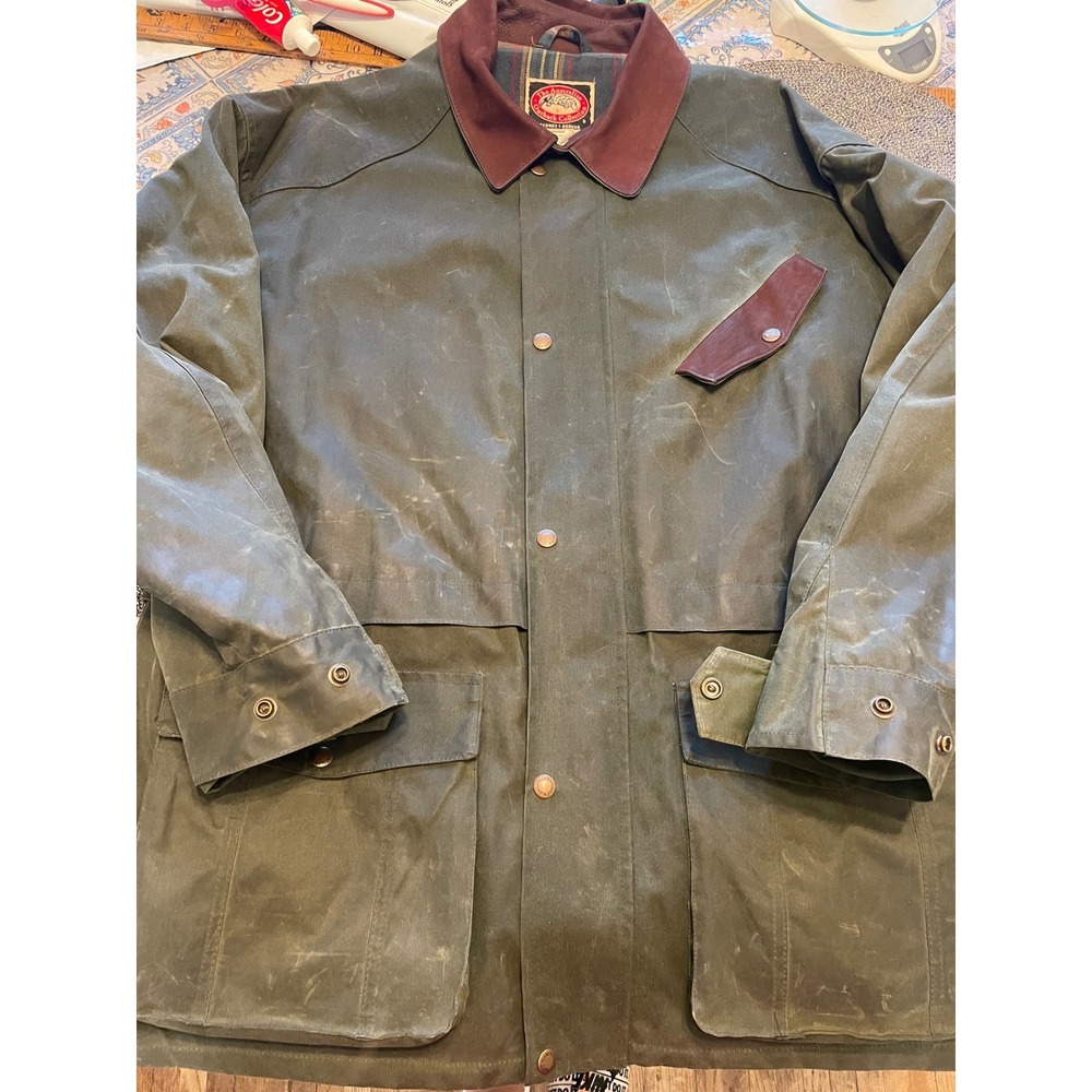 The Australian Outback Collection Waxed Cotton Jacket Mens Large Green Leather